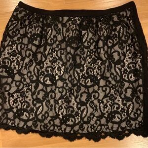 Ann Taylor LOFT Black Lace Skirt Women’s 14 Classic Occasion Cocktail